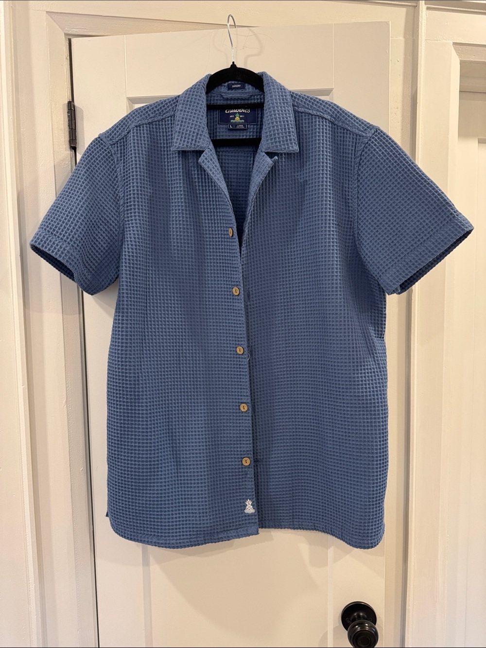 chubbies Short-Sleeve Blue Waffle Button-Down Shirt